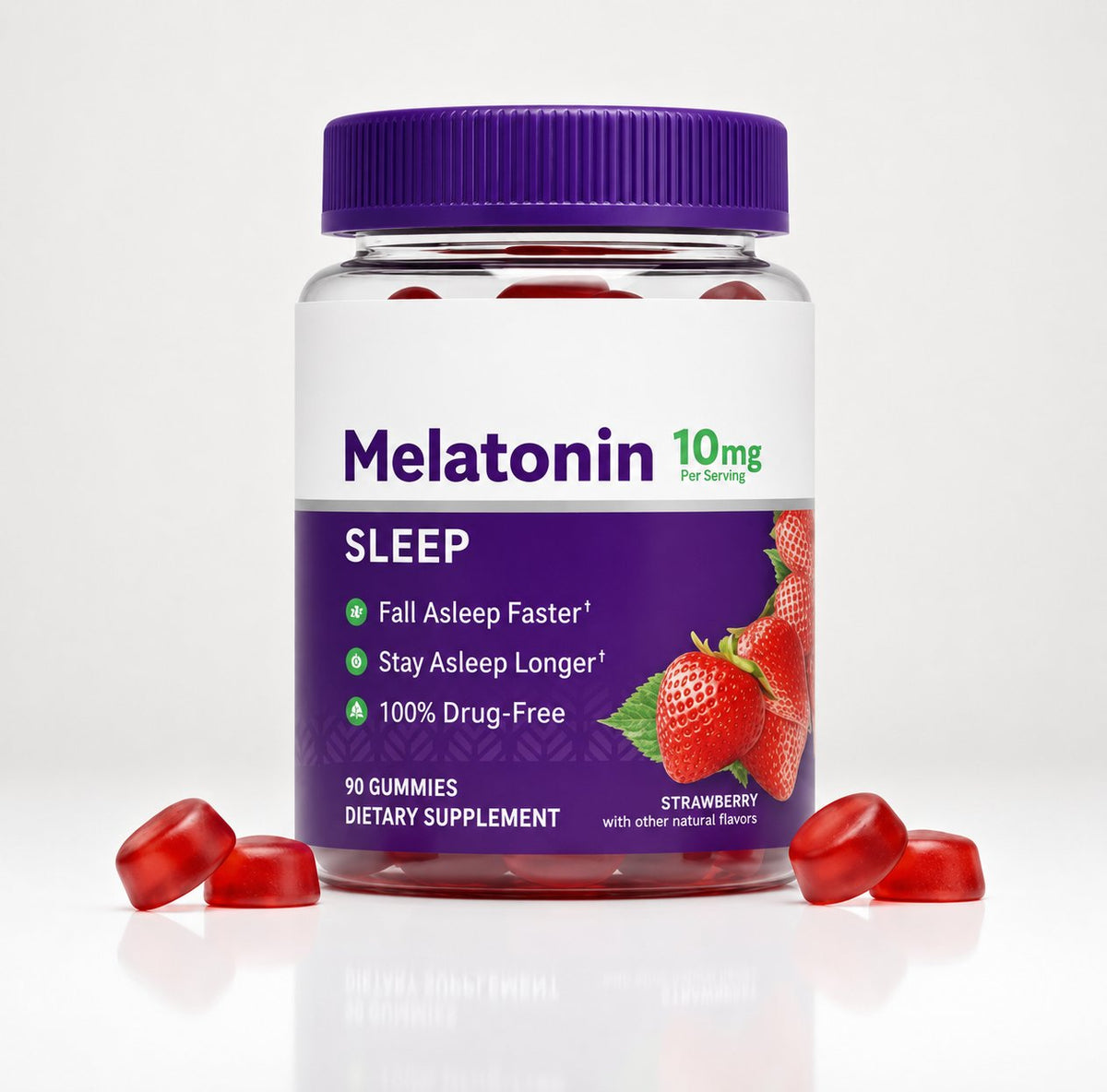 Melatonin Sleep Gummies 10mg – 90 Count Strawberry